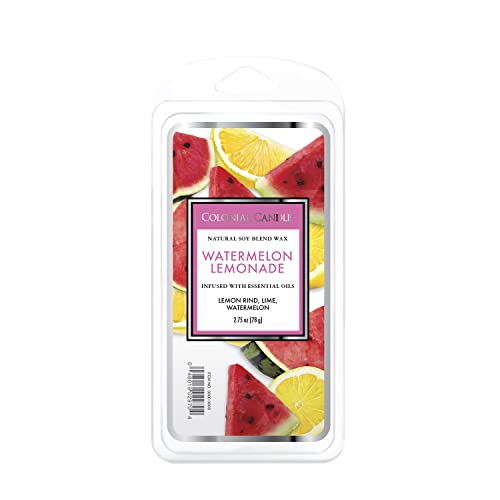 Colonial Candle Duftwachs für Dein Zuhause - Watermelon Lemonade (77g) - Die Perfekte Duftkombination für Deine Duftlampe - Duftwachs-Melts mit 4h je Würfel Wachsschmelze, Wassermelone, von Colonial Candle