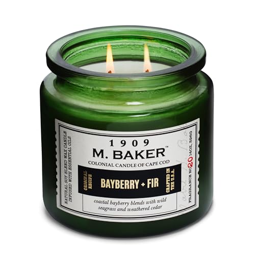 Colonial Candle M. Baker 2-Docht Duftkerze im Glas mit Deckel - Bayberry and Fir (396g) - Der Sanfte Duft für dein Zuhause - Duftkerze mit bis zu 60h Brenndauer - Sojawachsmischung von Colonial Candle