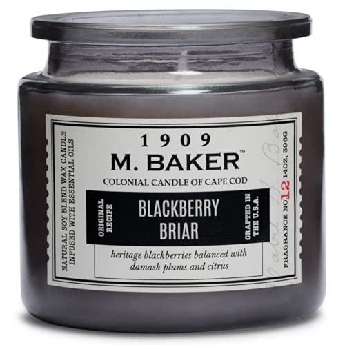 Colonial Candle M. Baker 2-Docht Duftkerze im Glas mit Deckel - Blackberry Briar (396g) - Der Brombeerenduft für dein Zuhause - Duftkerze mit bis zu 60h Brenndauer - Sojawachsmischung von Colonial Candle