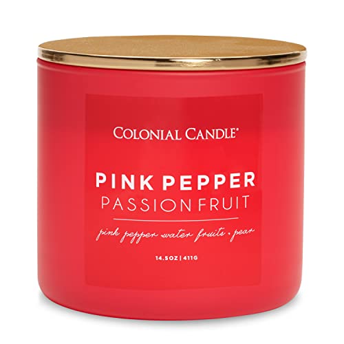 Colonial Candle Pink Pepper Duftkerze im Glas, Pop of Color-Kollektion, 3 Dochten, rot, 411 g – bis zu 60 Stunden Brenndauer von Colonial Candle
