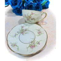 Theodore Haviland New York Rosalinde Tasse Und Untertasse Muster Creme Rosa Farben Frankreich Made Pretty Pompadour Rare | 0208 von ColonialHouseFinery