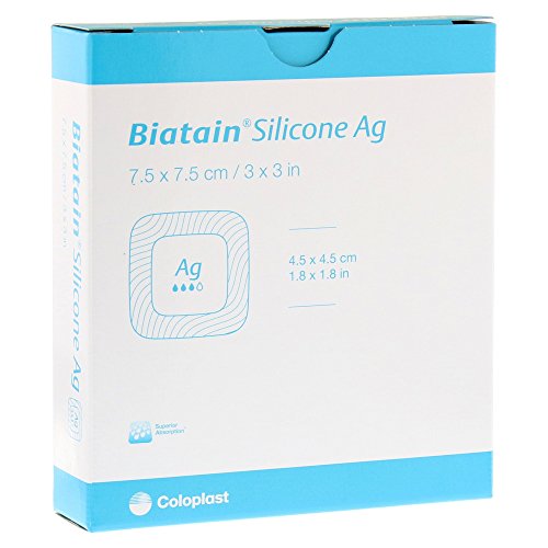 BIATAIN Silicone Ag Schaumverband 7,5x7,5 cm 5 Stück von Niceter