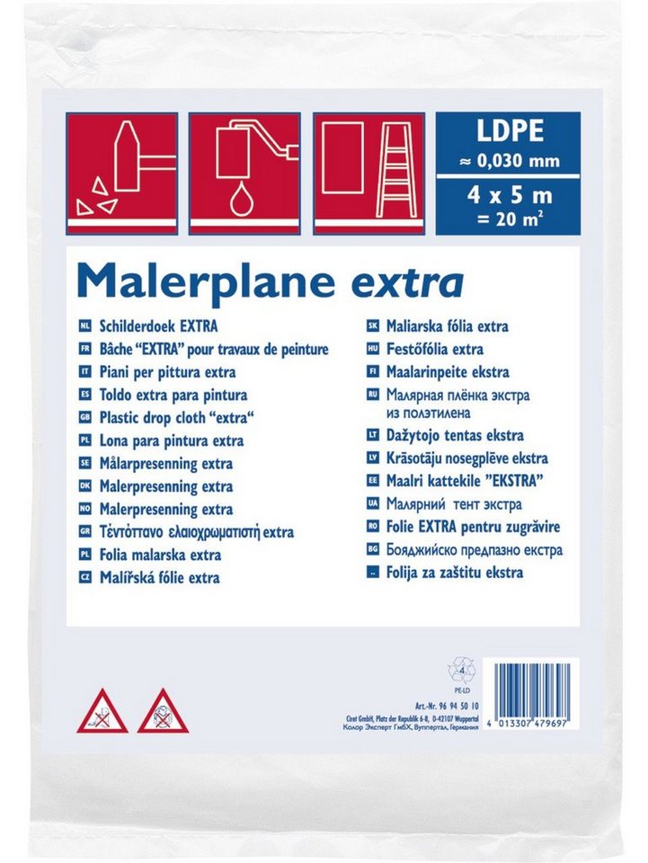 Color Expert Malervlies Color Expert Bauplane LDPE 30 my 4 x 12,5 m 50 m² von Color Expert