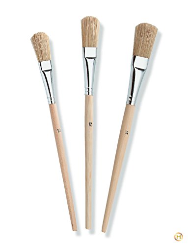 HP Pfefferkorn Emaillelackpinsel-Set enamel varnish brush helle Chinaborste Holzstiel Nickelblech-Fassung Größe 10 12 14 von Color Expert