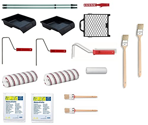 Wand Decke Streich Set 18tlg. Malerset Polyacryl 18mm Flor Pinsel, Walzen von Color Expert