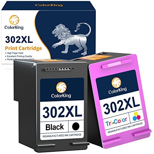 ColorKing 302XL Druckerpatronen Wiederaufbereitet für HP 302 Druckerpatronen für HP Envy 4525 4520 4522 OfficeJet 3831 5230 5220 5230 3833 3830 4650 4654 DeskJet 3630 3636 3638(1Schwarz 1Dreifarbig) von ColorKing