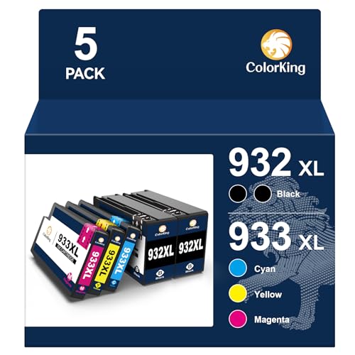 ColorKing 932XL 933XL Multipack Druckerpatronen 932 933 Kompatibel für HP 933XL Multipack für HP OfficeJet 6600 Patronen 7510 6700 7110 7610 7612 6100 (2 Schwarz, 1 Cyan, 1 Magenta, 1 Gelb, 5 Stück) von ColorKing