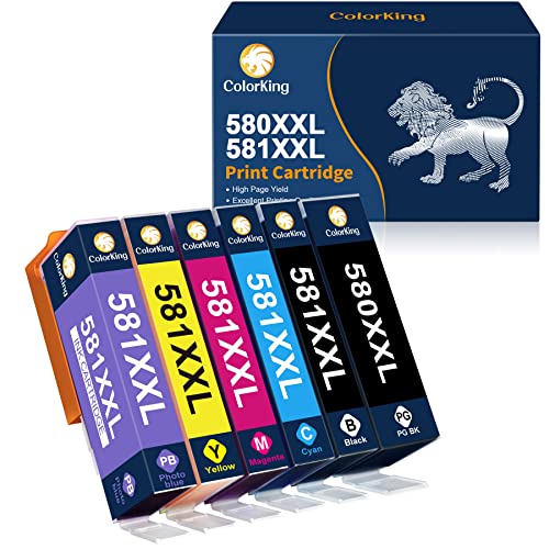 ColorKing PGI 580 XXL CLI 581 XXL Druckerpatronen für Canon 580 581 Multipack für Canon 581 XXL Kompatibel für PIXMA TS8350 TS8250 TS8150 TS8351 TS8251 TS8151 TS8352 TS8252 TS8152 TS9150 (6 Pack) von ColorKing