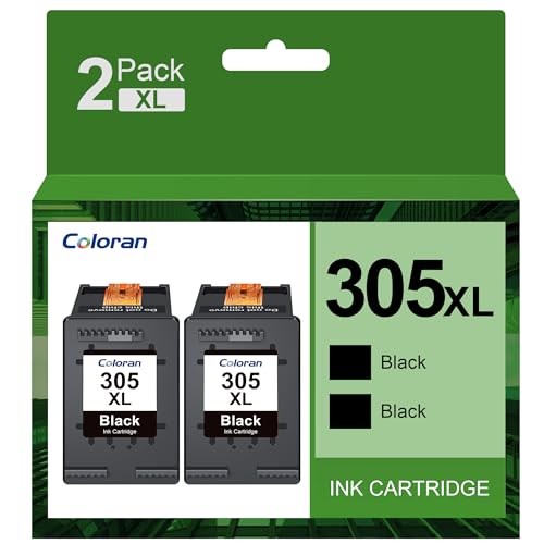 Coloran 305XL Schwarz Kompatible Patronen für HP 305 XL für HP DeskJet 2710 2720 2700 DeskJet Plus 4100 4110 4120 Envy 6010 6020 6032 Envy Pro 6400 6420 (2 Schwarz) von Coloran