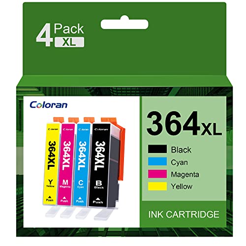 Coloran 364XL Multipack Patronen kompatible für HP 364 XL Druckerpatronen für HP Deskjet 3070A 3520 3524 3522 officejet 4620 4622 4610 （4er-Pack，Schwarz Cyan Magenta Gelb） von Coloran