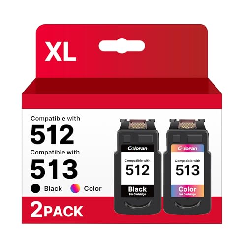 Coloran 512 513 Multipack Kompatibel für Canon PG-512 CL-513 510 511 für Canon MP495 Druckerpatronen Pixma MP280 MP230 MP250 MP270 MP240 iP2700 MX340 MP490 MX330 MX360 (2er-Pack, 1 Schwarz 1 Farbe) von Coloran