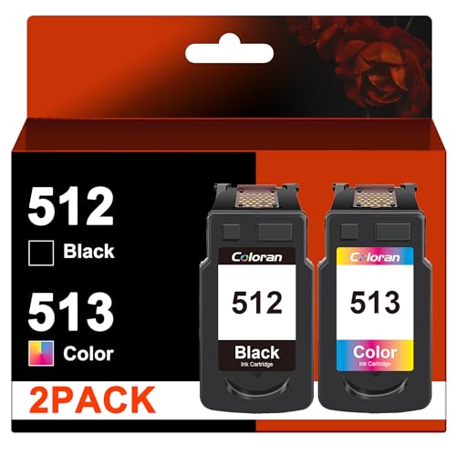 Coloran 512 513 Multipack Kompatibel für Canon PG-512 CL-513 510 511 für Canon MP495 Druckerpatronen Pixma MP280 MP230 MP250 MP270 MP240 iP2700 MX340 MP490 MX330 MX360 (2er-Pack, 1 Schwarz 1 Farbe) von Coloran