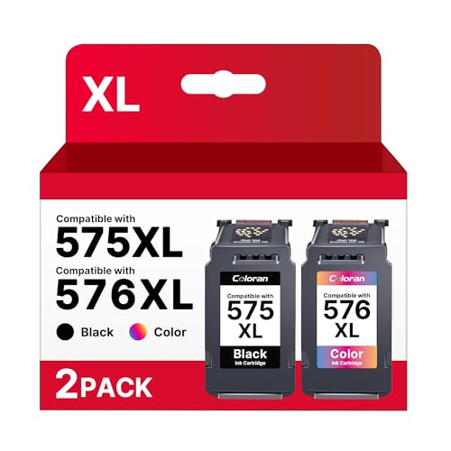 Coloran 575 576 XL Druckerpatronen Wiederaufbereitet für Canon 575 576 Patronen für Canon PIXMA TS3550i Patronen TR4750i TS3551i TR4751i Drucker (575 576 Schwarz Color) von Coloran