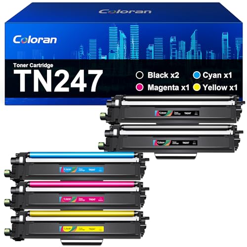 Coloran TN243 TN247 Toner Kompatibel für Brother TN 243 247 CMYK TN-243 TN-247 TN243CMYK für MFC L3750CDW L3770CDW DCP-L3550CDW MFC-L3770CDW HL-L3210CW HL-L3230CDW MFC-L3730CW DCP-L3510CDW(5er-Pack) von Coloran