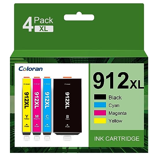 Coloran 912XL Patrone Multipack Kompatibel für HP 912 Druckerpatronen für HP Officejet Pro 8022e Patronen 8020 8022 8012 8012e 8010 8024e 8015 8025 8025e (Schwarz, Cyan, Gelb, Magenta, 4er-Pack) von Coloran