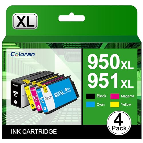 Coloran 950 XL 951 XL Druckerpatronen kompatible für HP 950XL 951XL für HP Officejet Pro 8100 8610 8600（4er-Pack，Schwarz Cyan Magenta Gelb） von Coloran