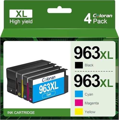 Coloran 963XL Multipack 963 Kompatibel für 963 XL Druckerpatronen HP für HP Officejet Pro 9010 Patronen 9012 9020 9013 9014 9015 9016 9018 9019 9022 9025 (Schwarz, Cyan, Gelb, Magenta, 4er-Pack) von Coloran