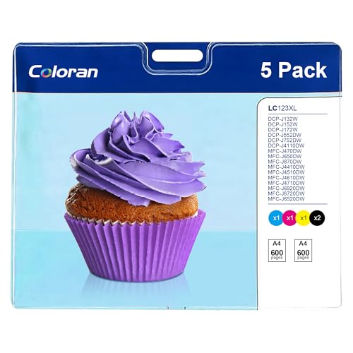 Coloran LC123XL Multipack Kompatibel für Brother LC123XL LC-123 für Brother DCP J4110dw Patronen DCP-J552DW DCP-J172W MFC-J4410DW MFC-J4510DW MFC-J6520DW MFC-J6720DW (5er-Pack) von Coloran