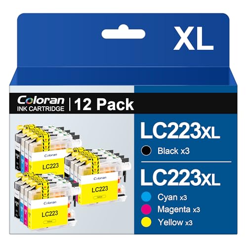 Coloran LC223 LC223XL Druckerpatronen Ersatz für Brother MFC J5320DW Patronen MFC-J480DW MFC-J4420DW DCP-J4120DW J880DW J4620DW J680DW J4625DW J5625DW (12er-Pack) von Coloran
