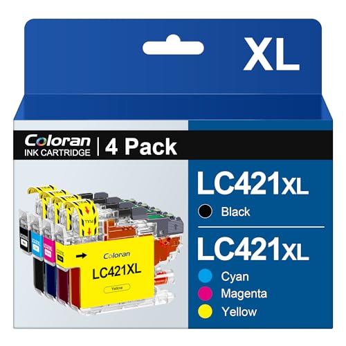 Coloran LC421XL Patronen Multipack Kompatibel für Brother LC421 LC-421XL für Brother MFC-J1010DW patronen DCP-J1050DW DCP-J1140DW (Schwarz, Cyan, Magenta, Gelb, 4er-Pack) von Coloran