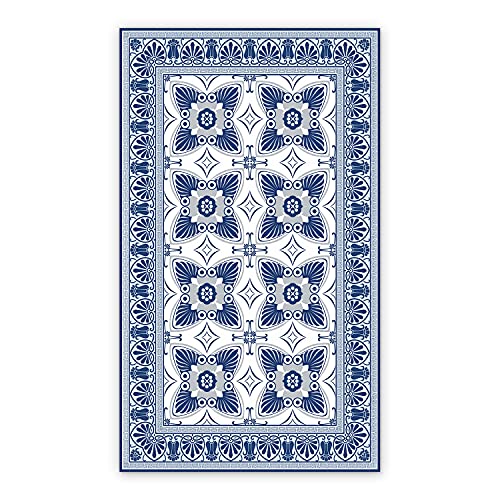 Coloray BirdsEcho Vinyl-Teppich Dekorative Matte 60x80 cm Bodenschutz in der Küche Linoleum Teppich PVC Küchendekorationsmatte Küchenmatte - Blauer Blumen Pfauschwanz von Coloray