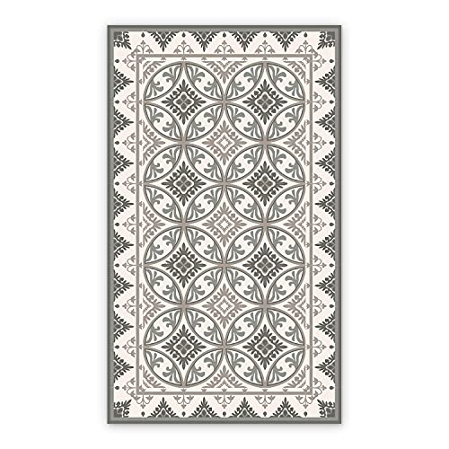 Coloray BirdsEcho Vinyl-Teppich Dekorative Matte 98x160cm Bodenschutz in der Küche Linoleum Teppich PVC Küchendekorationsmatte Küchenmatte - Beige runde Fliesen von Coloray