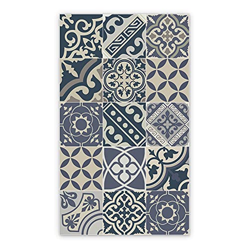 Coloray BirdsEcho Vinyl-Teppich Küchenmatte 60x80 cm Dekorative Matte Linoleum Teppich Bodenschutz in der Küche PVC Küchendekorationsmatte - Abstraktion. Azulejo-Ornamente von Coloray