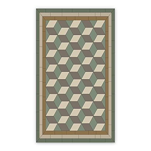 Coloray BirdsEcho Vinyl-Teppich PVC Linoleum Teppich Küchendekorationsmatte 90x135cm Küchenmatte Dekorative Matte Bodenschutz in der Küche - 3D-Quadrate von Coloray