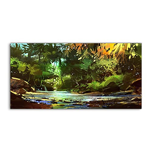 Coloray Glas Bild 100x50cm Schlafbereich Kunststoff Deko Bild Wandbilder Wohnzimmer Gehärtet Glas - Dschungel Tropics Wald. von Coloray