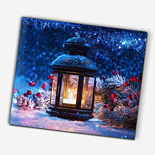 Coloray Glas Schneidebrett zu Weihnachten Servieren von Speisen Herdabdeckplatte Gehärtetes Glas Glasabdeckplatte 60x52cm Spritzschutz - Weihnachts Laterne Schnee Sterne Winter von Coloray