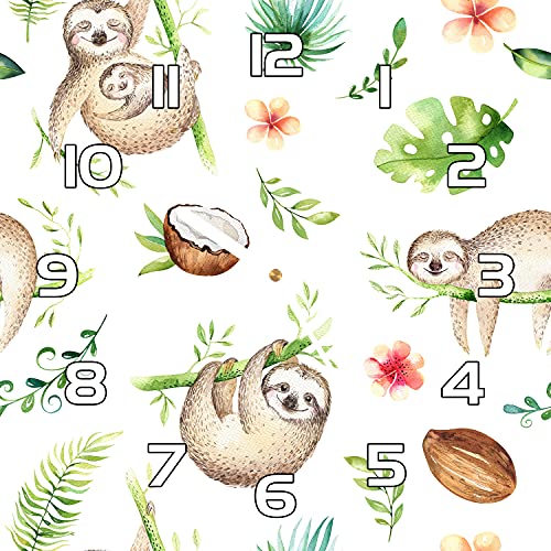 Coloray Glasuhr Wandkunst Wanduhr Küche Wohnzimmer Echtglas 30x30 cm Gehärtetem Glas - Weiße hände - Faultier Tiere verlässt. von Coloray