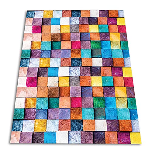 Coloray SparrowFloor Teppich 360x152cm Vinyl-Teppich Bodenschutz in der Küche Modernes Zuhause Schlichte Matte PVC Küchenmatte Vinyl-Boden - Hölzerne Würfel von Coloray
