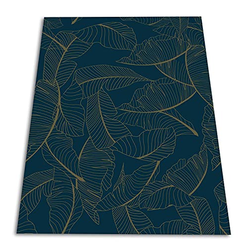 Coloray SparrowFloor Teppich Bodenschutz in der Küche 400x152cm Modernes Zuhause PVC Küchenmatte Vinyl-Boden Schlichte Matte Vinyl-Teppich - Gold verlässt Umrissen von Coloray