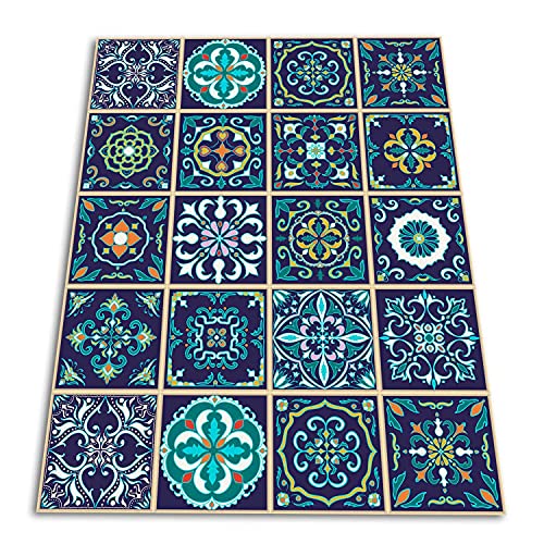 Coloray SparrowFloor Teppich Vinyl-Boden PVC Küchenmatte Schlichte Matte 200x152cm Vinyl-Teppich Bodenschutz in der Küche Modernes Zuhause - Blaue Fliesen von Azulejos von Coloray