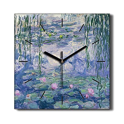 Coloray Uhr auf Leinwand 30x30cm Segeltuch Dekoration Wand Uhr Ohne tickendes Geräusch Wohnzimmer - Monet Wasserlilien von Coloray