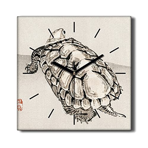 Coloray Uhr auf Leinwand 30x30cm Segeltuch Wohnzimmer Dekoration Ohne tickendes Geräusch Wand Uhr - Schildkröte von Coloray