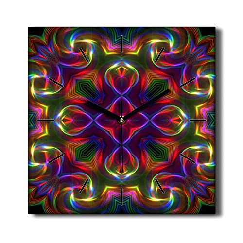 Coloray Uhr auf Leinwand 30x30cm Wohnzimmer Dekoration Segeltuch Ohne tickendes Geräusch Wand Uhr - psychedelische Illusion von Coloray