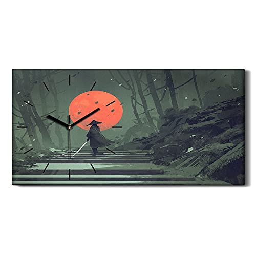 Coloray Uhr auf Leinwand - Schwarze Hände - Kunst Segeltuch Wohnzimmer Dekoration Ohne Tickendes Geräusc Wand Uhr - Fantasy Asian Japaner Samurai Coloray Uhr auf Leinwand - Schwarze Hände - Kunst Segeltuch Wohnzimmer Dekoration Ohne Tickendes Geräusc Wand Uhr - Fantasy Asian Japaner Samurai von Coloray