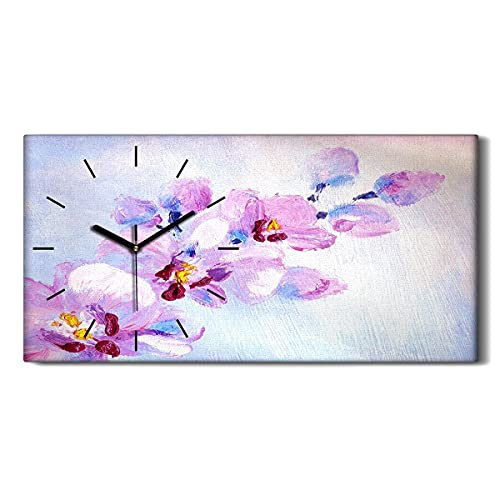Coloray Uhr auf Leinwand - Schwarze Hände - Ohne Tickendes Geräusc Wand Uhr Dekoration Kunst Wohnzimmer Segeltuch - Blumen Pflanzenkunst von Coloray