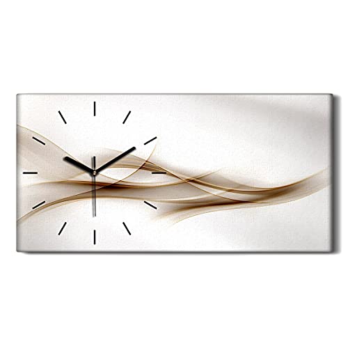 Coloray Uhr auf Leinwand - Schwarze Hände - Ohne Tickendes Geräusc Wand Uhr Dekoration Kunst Wohnzimmer Segeltuch - Wellen der abstrakten Kunst von Coloray