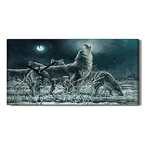 Coloray Uhr auf Leinwand - Schwarze Hände - Wand Uhr Ohne Tickendes Geräusc Dekoration Kunst Wohnzimmer Segeltuch - Tiere Wölfe Winter. Coloray Uhr auf Leinwand - Schwarze Hände - Wand Uhr Ohne Tickendes Geräusc Dekoration Kunst Wohnzimmer Segeltuch - Tiere Wölfe Winter. von Coloray