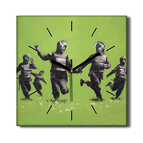 Coloray Uhr auf Leinwand Wand Uhr 30x30cm Ohne tickendes Geräusch Dekoration Wohnzimmer Segeltuch - Banksy grün Coloray Uhr auf Leinwand Wand Uhr 30x30cm Ohne tickendes Geräusch Dekoration Wohnzimmer Segeltuch - Banksy grün von Coloray