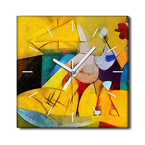 Coloray Uhr auf Leinwand - Weiße Hände - 30x30cm Wandgemälde Wandkunst Moderne Kunst Wohnzimmer Schlafzimmer Lautlos Nicht Tickend Dekoration - Picasso-Abstraktion. von Coloray