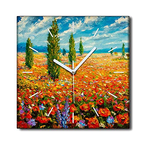 Coloray Uhr auf Leinwand - Weiße Hände - Lautlos Nicht Tickend 30x30cm Dekoration Wohnzimmer Schlafzimmer Wandgemälde Moderne Kunst Wandkunst - Natur Claude Monet. von Coloray