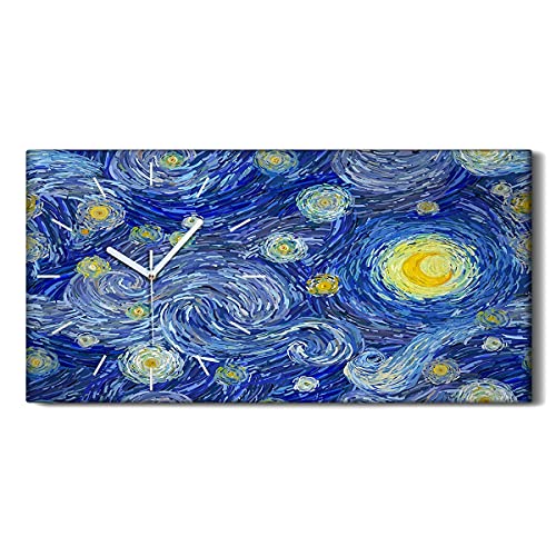 Coloray Uhr auf Leinwand - Weiße Hände - Ohne Tickendes Geräusc Wand Uhr Dekoration Kunst Wohnzimmer Segeltuch - Abstrakte Nacht Sternhimmelkunst von Coloray