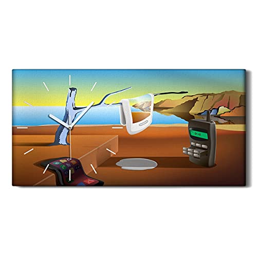 Coloray Uhr auf Leinwand - Weiße Hände - Wohnzimmer Dekoration Segeltuch Ohne Tickendes Geräusc Kunst Wand Uhr - Surreale Landschaft von Coloray