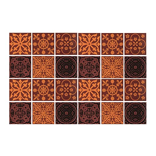 Coloray: Aufkleber Küchenfliesen 20x20cm Küchenrückwand Für Bad Küche Fließenklebefolie Set mit 24 Stück Klebefolien für Fliesen Selbstklebende Wandaufkleber - orange Dekor von Coloray