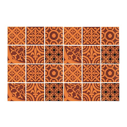 Coloray: Aufkleber Küchenfliesen 20x20cm Wandaufkleber Für Bad Küche Küchenrückwand Selbstklebende Klebefolien für Fliesen Fließenklebefolie Set mit 24 Stück - Orange Mosaik von Coloray
