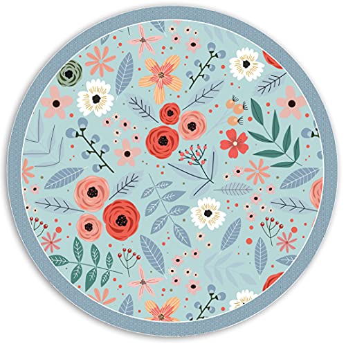 SparrowFloor Teppich Vinyl-Boden ⌀ 60cm Runder Bodenschutz in der Küche Modernes Zuhause Vinyl-Teppich PVC Küchenmatte Schlichte Matte - Blumen von Coloray