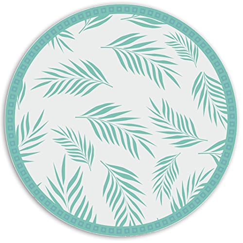 SparrowFloor Teppich Vinyl-Boden PVC Küchenmatte Schlichte Matte ⌀ 130cm Runder Vinyl-Teppich Bodenschutz in der Küche Modernes Zuhause - Hawaiische Blätter von Coloray